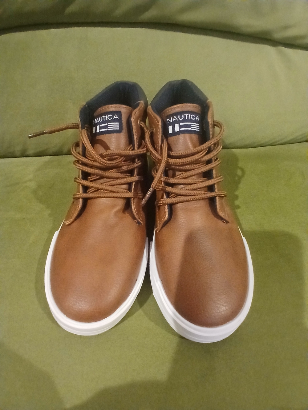 Nautica KIDS  Brown Leather-Style Casual Lace-Up Sneakers 2Y